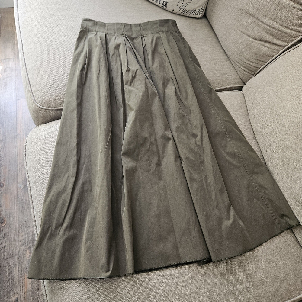 Zara Olive Green Midi Skirt A Line